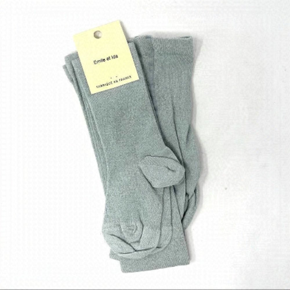 * NEW EMILE et Ida Grey Metallic Full Foot Tights Size 12 Years Made in France